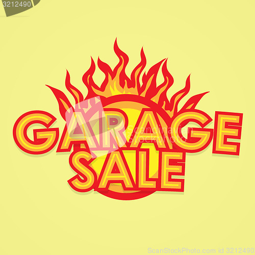 Image of Sign sale offer with fire.