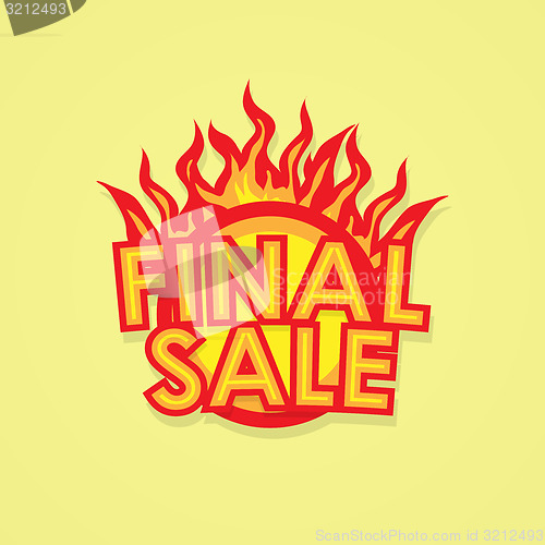 Image of Sign sale offer with fire.