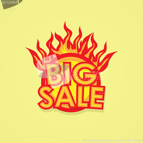 Image of Sign sale offer with fire.