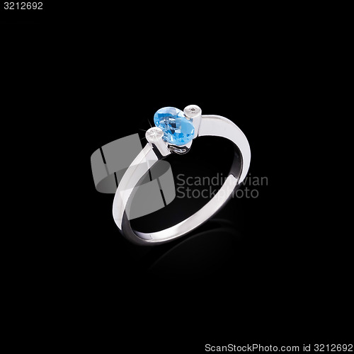 Image of Engagement diamond ring on black background