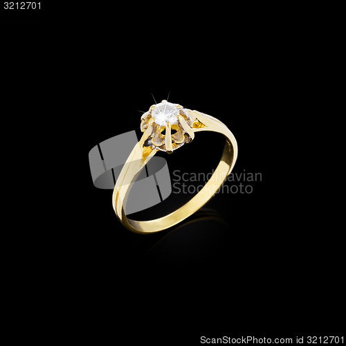 Image of Engagement diamond ring on black background