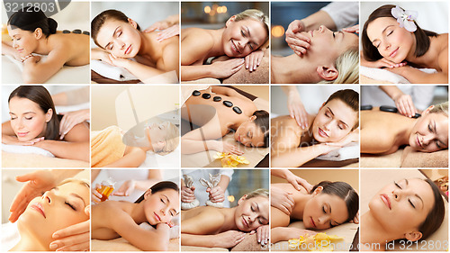 Image of women having facial or body massage in spa salon