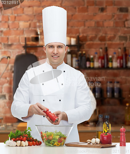 Image of happy male chef cook cooking food