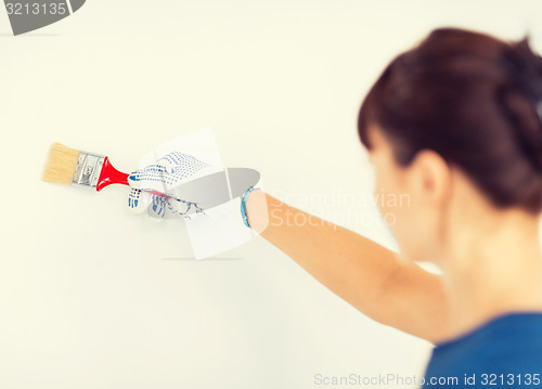 Image of woman with paintbrush colouring the wall