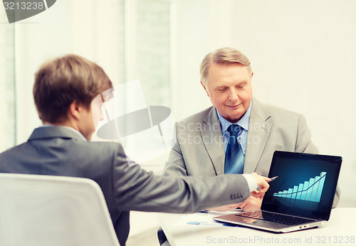 Image of older man and young man with laptop computer