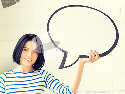 Image of happy teenage girl with blank text bubble