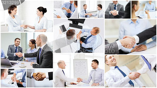 Image of collage with business handshake