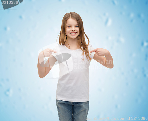 Image of smiling little girl in blank white t-shirt