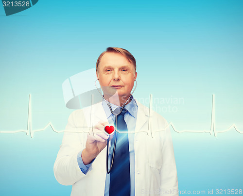 Image of smiling doctor or professor with stethoscope