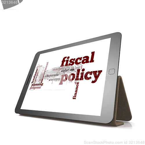 Image of Fiscal policy word cloud on tablet