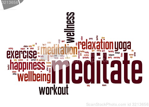 Image of Meditate word cloud with white background 