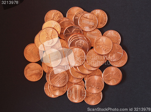 Image of Dollar coins 1 cent wheat penny cent