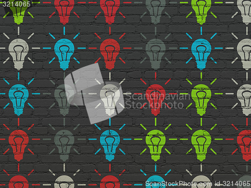 Image of Finance concept: Light Bulb icons on wall background