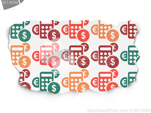 Image of News concept: Calculator icons on Torn Paper background