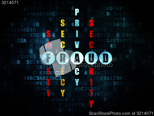 Image of Security concept: word Fraud in solving Crossword Puzzle