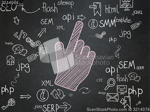 Image of Web design concept: Mouse Cursor on School Board background