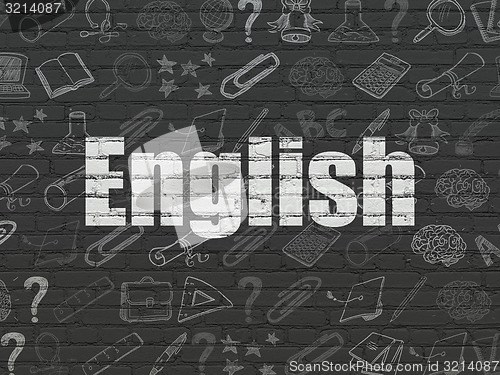 Image of Education concept: English on wall background