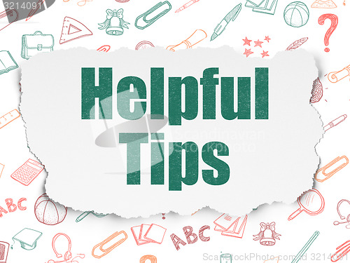 Image of Education concept: Helpful Tips on Torn Paper background