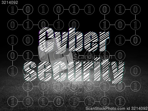 Image of Protection concept: Cyber Security in grunge dark room