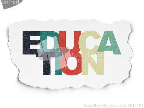 Image of Education concept: Education on Torn Paper background
