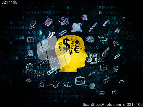 Image of Education concept: Head With Finance Symbol on Digital background