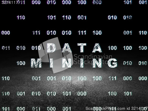 Image of Data concept: Data Mining in grunge dark room