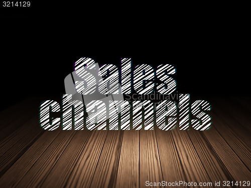 Image of Marketing concept: Sales Channels in grunge dark room