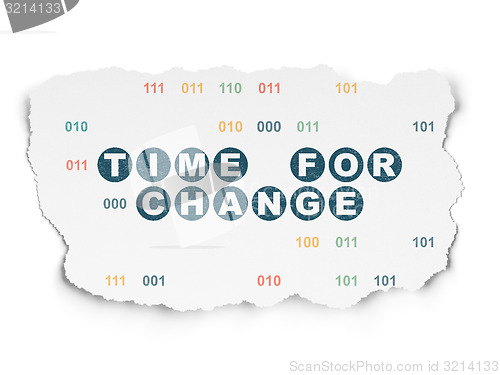 Image of Timeline concept: Time for Change on Torn Paper background