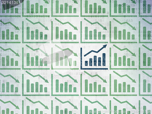 Image of Finance concept: growth graph icon on Digital Paper background