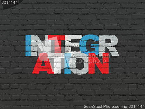 Image of Finance concept: Integration on wall background