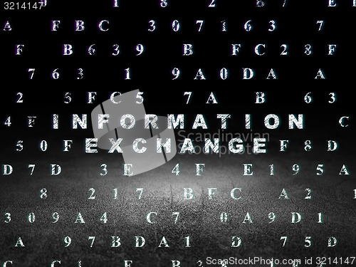 Image of Data concept: Information Exchange in grunge dark room