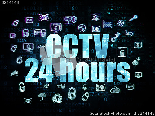 Image of Safety concept: CCTV 24 hours on Digital background