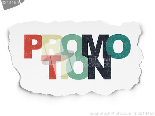 Image of Marketing concept: Promotion on Torn Paper background