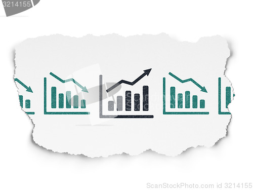Image of Finance concept: growth graph icon on Torn Paper background