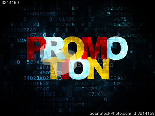 Image of Advertising concept: Promotion on Digital background
