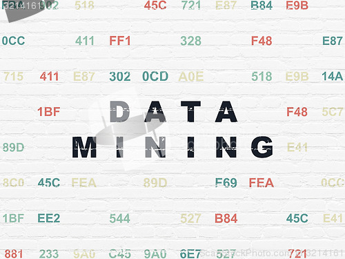 Image of Information concept: Data Mining on wall background