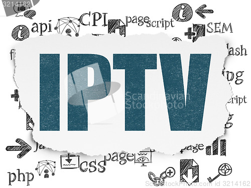 Image of Web design concept: IPTV on Torn Paper background