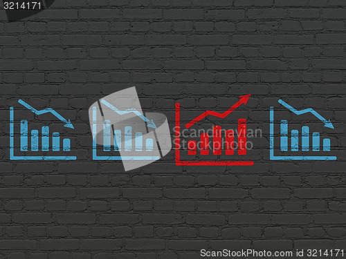 Image of Business concept: growth graph icon on wall background