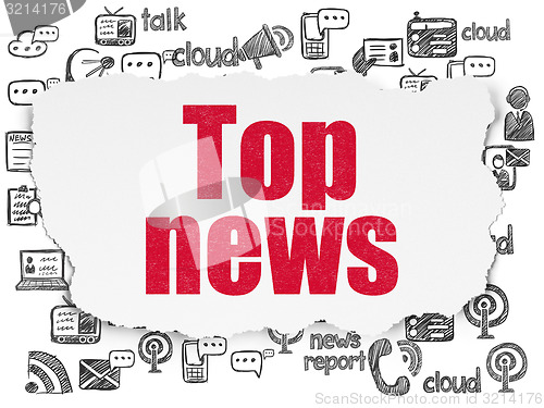 Image of News concept: Top News on Torn Paper background