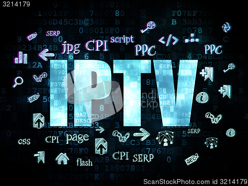 Image of Web development concept: IPTV on Digital background