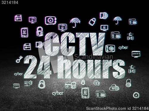 Image of Privacy concept: CCTV 24 hours in grunge dark room
