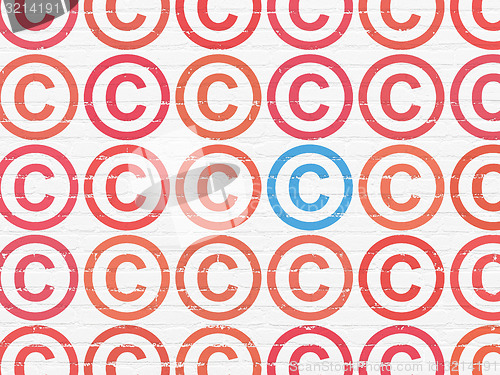 Image of Law concept: copyright icon on wall background