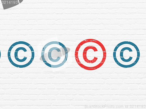 Image of Law concept: copyright icon on wall background