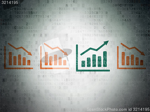 Image of Business concept: growth graph icon on Digital Paper background