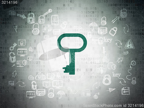 Image of Privacy concept: Key on Digital Paper background