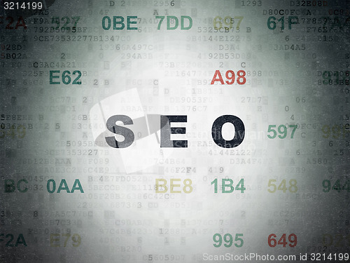 Image of Web development concept: SEO on Digital Paper background