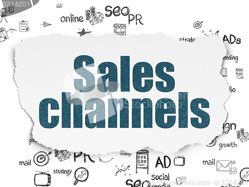 Image of Marketing concept: Sales Channels on Torn Paper background