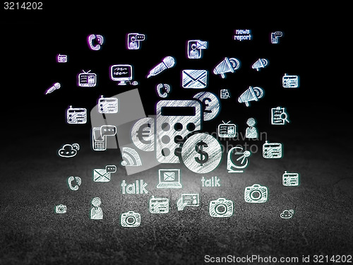 Image of News concept: Calculator in grunge dark room