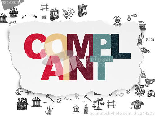 Image of Law concept: Complaint on Torn Paper background