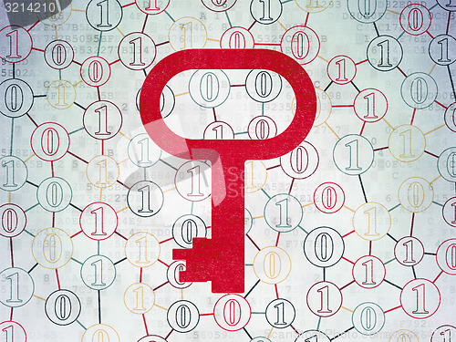 Image of Privacy concept: Key on Digital Paper background